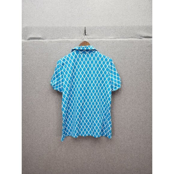 Charter Club Womens Blue & White Geometric Short Sleeve Button-Up Shirt Size L - Picture 4 of 5
